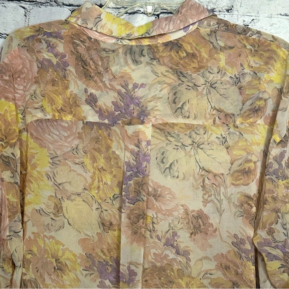 Zara Printed Long Sleeve Shirt Button Down Tunic Dress Sheer Floral Small - Picture 2 of 9